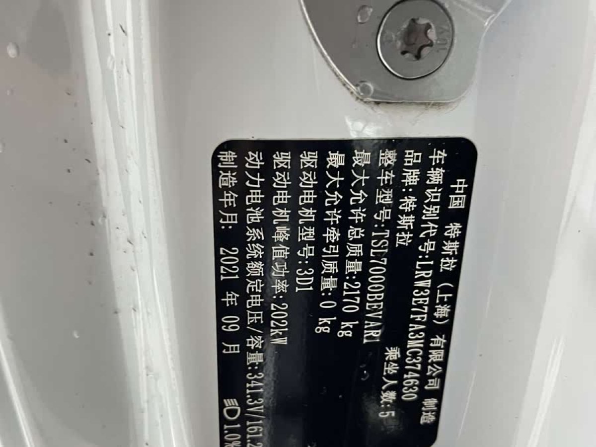 特斯拉 Model 3  2021款 改款 標準續(xù)航后驅(qū)升級版圖片