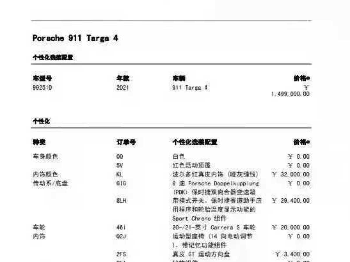 保時(shí)捷 911  2020款 Targa 4 3.0T圖片