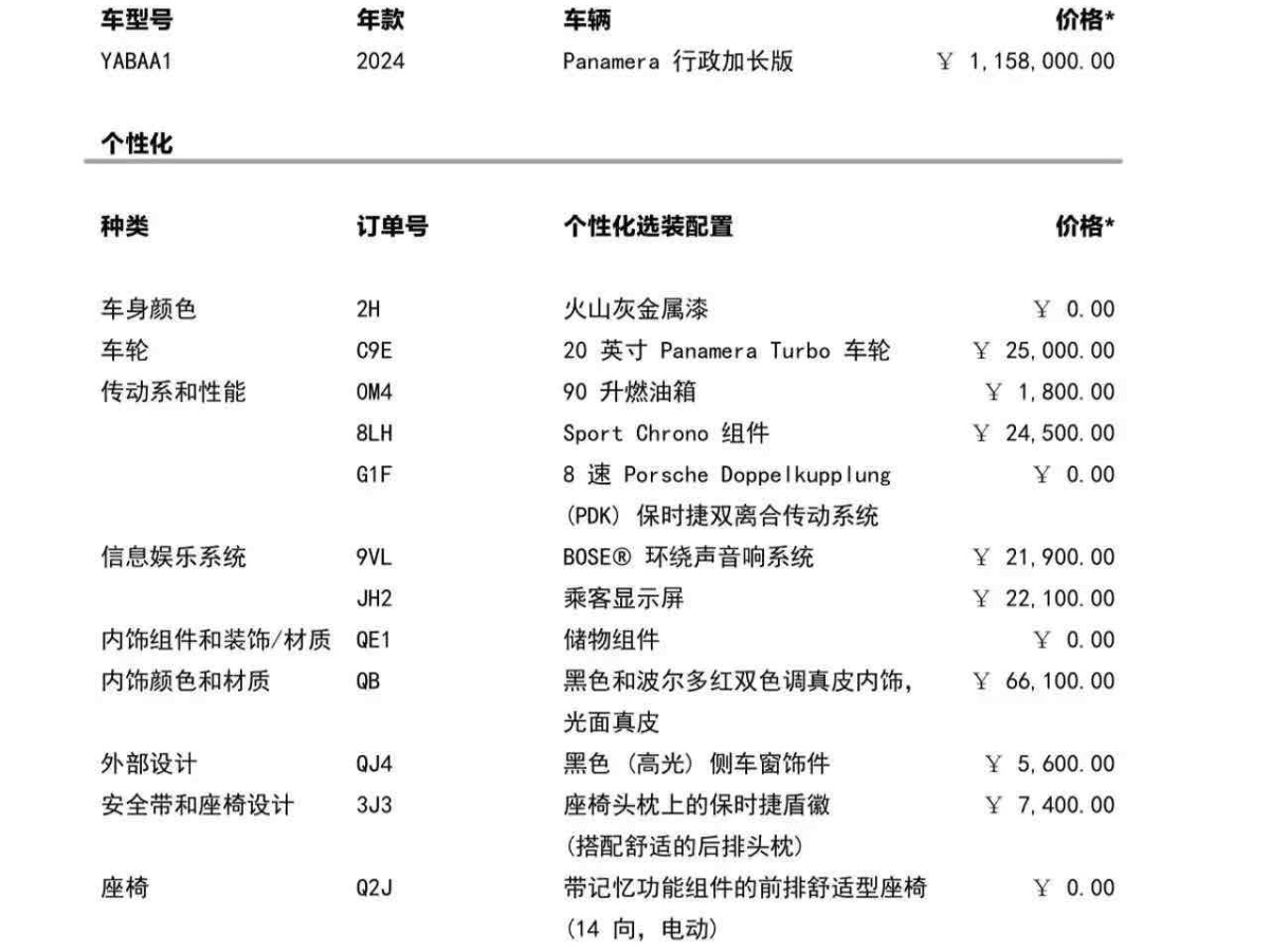 保時捷 Panamera  2024款 Panamera 行政加長版 2.9T圖片