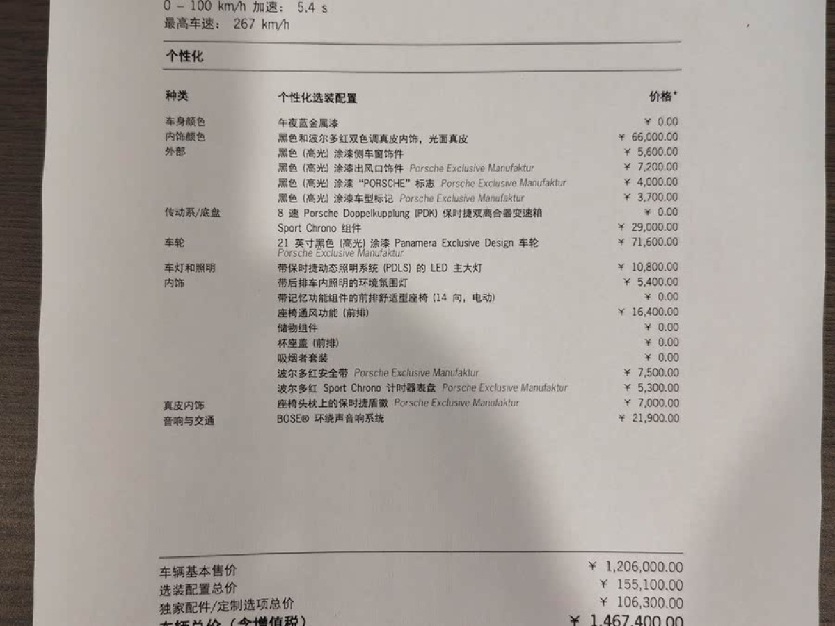 保時捷 Panamera  2022款 Panamera 4 行政加長版 2.9T圖片