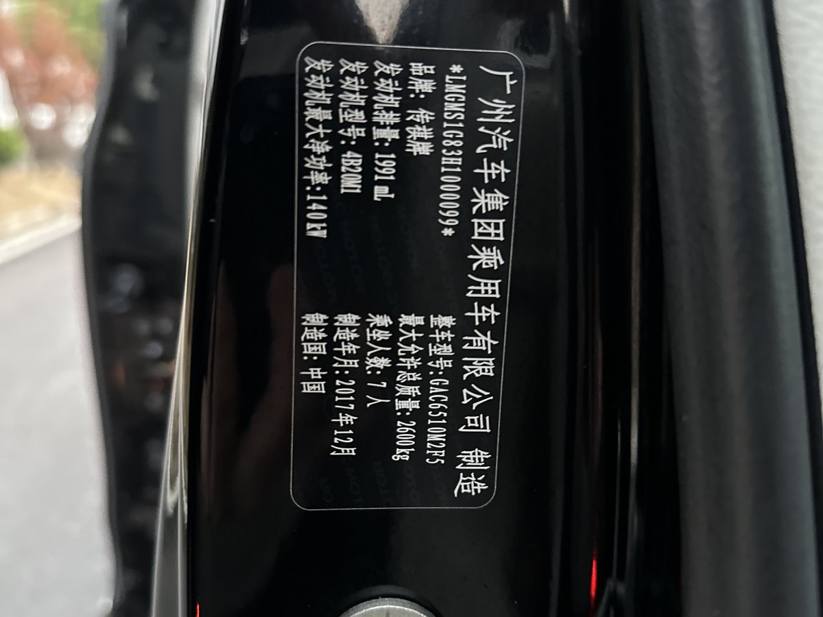 廣汽傳祺 M8  2018款 320T 尊貴版圖片