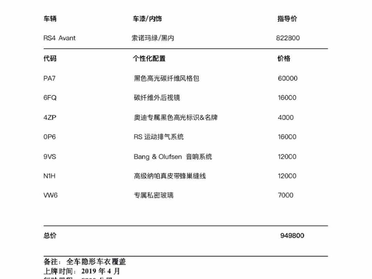 2019年1月奧迪 奧迪S4  2019款 S4 3.0TFSI