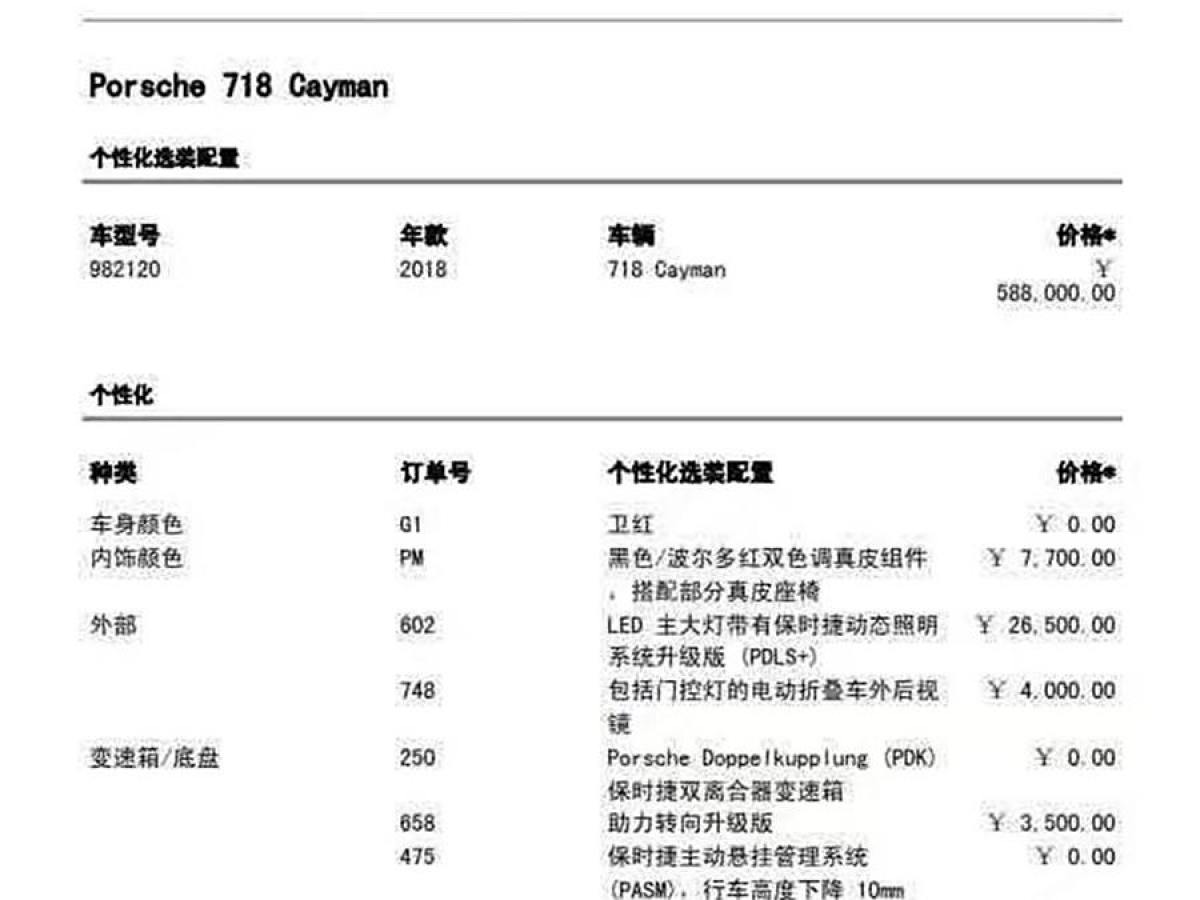 保時捷 718  2018款 Cayman 2.0T圖片