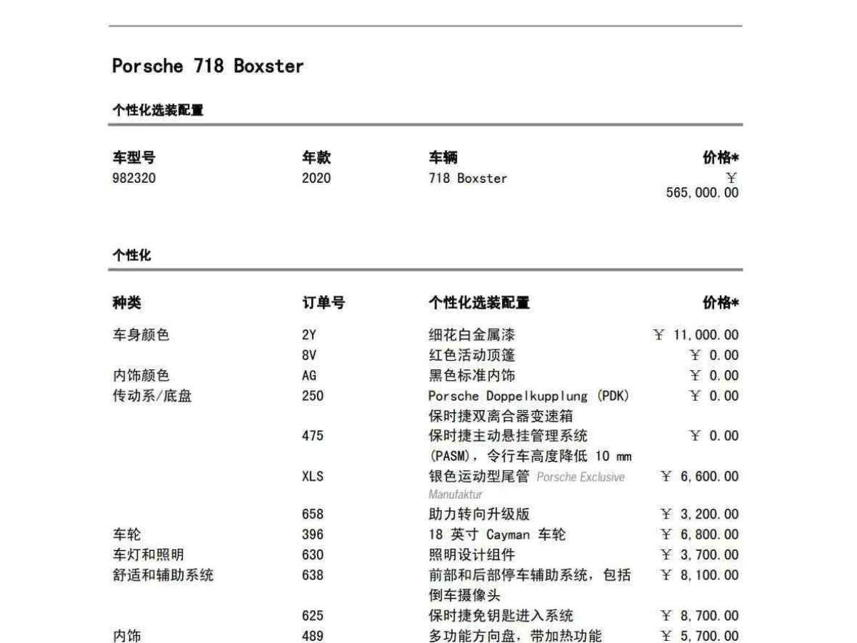 保时捷 718  2020款 Boxster 2.0T图片