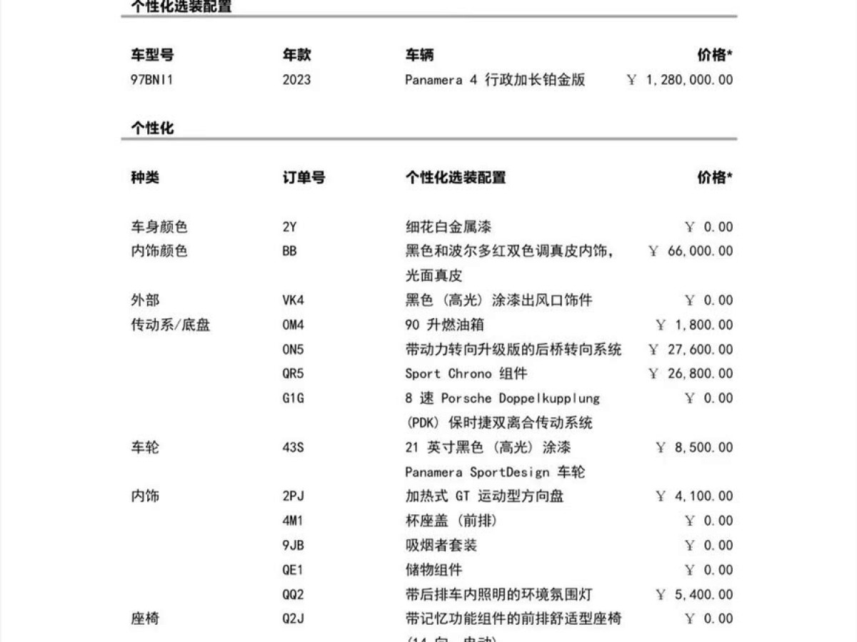 保時(shí)捷 Panamera  2023款 改款 Panamera 4 行政加長鉑金版 2.9T圖片