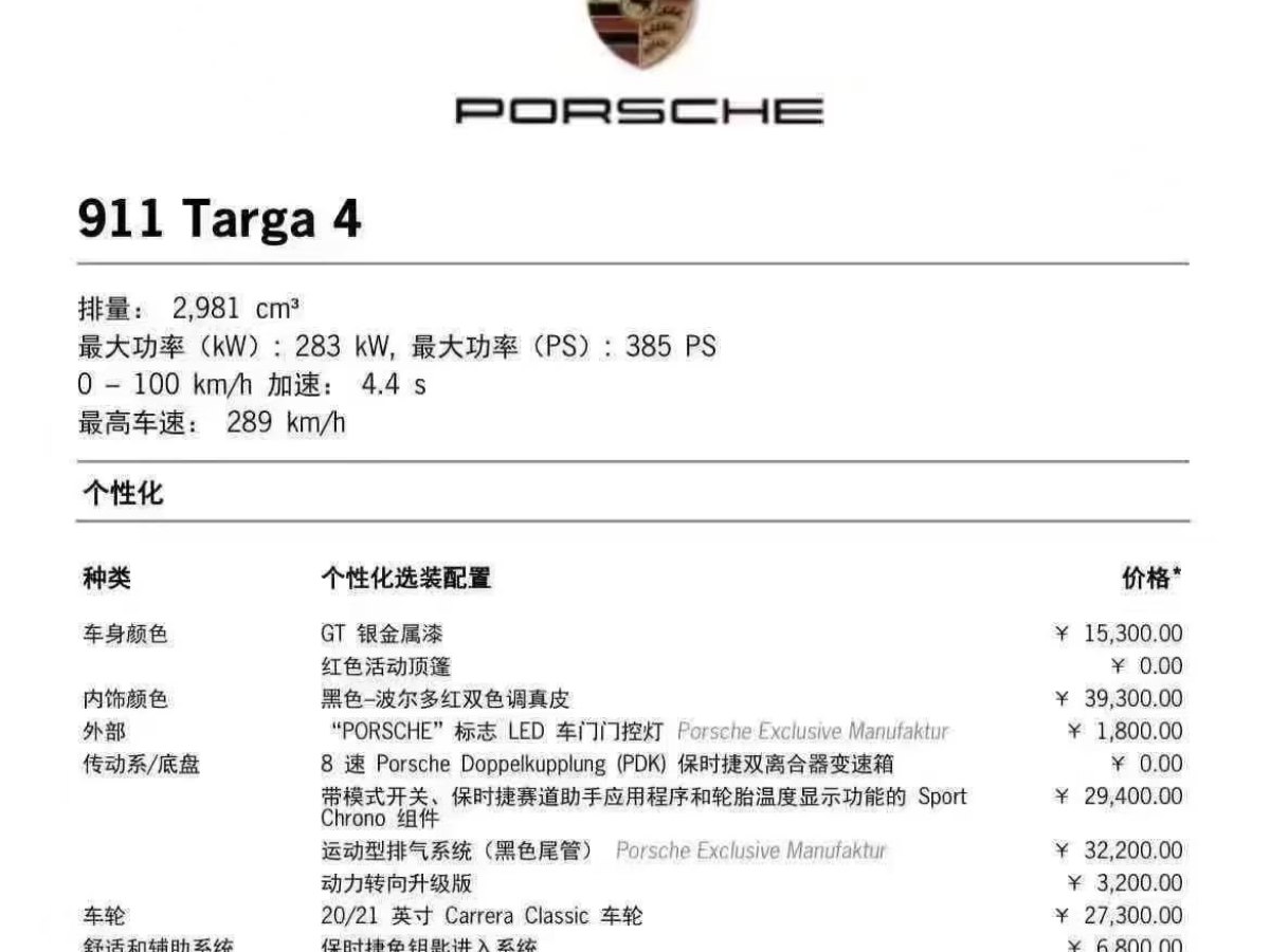 保時捷 911  2020款 Targa 4 3.0T圖片