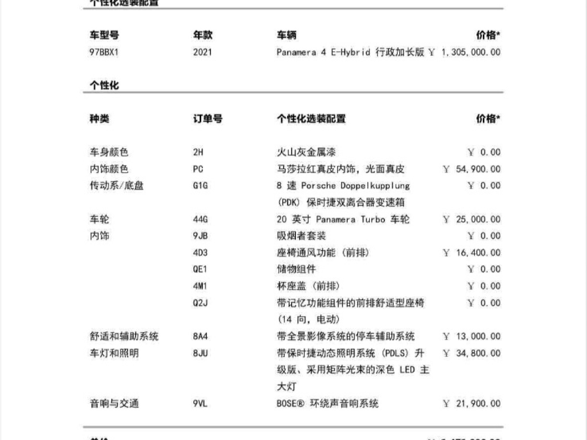 保時(shí)捷 Panamera新能源  2021款 Panamera 4 E-Hybrid 行政加長(zhǎng)版 2.9T圖片