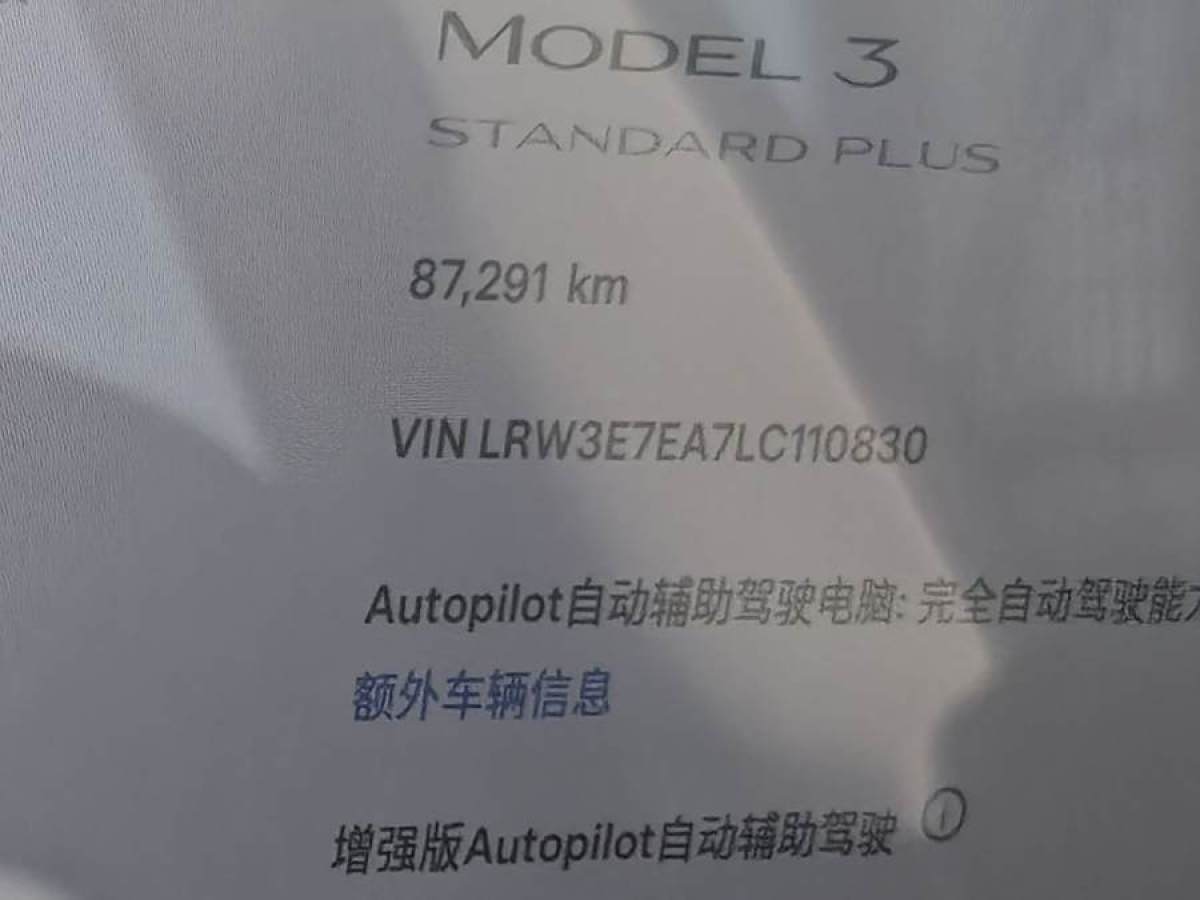 特斯拉 Model 3  2020款 改款 標(biāo)準(zhǔn)續(xù)航后驅(qū)升級版圖片