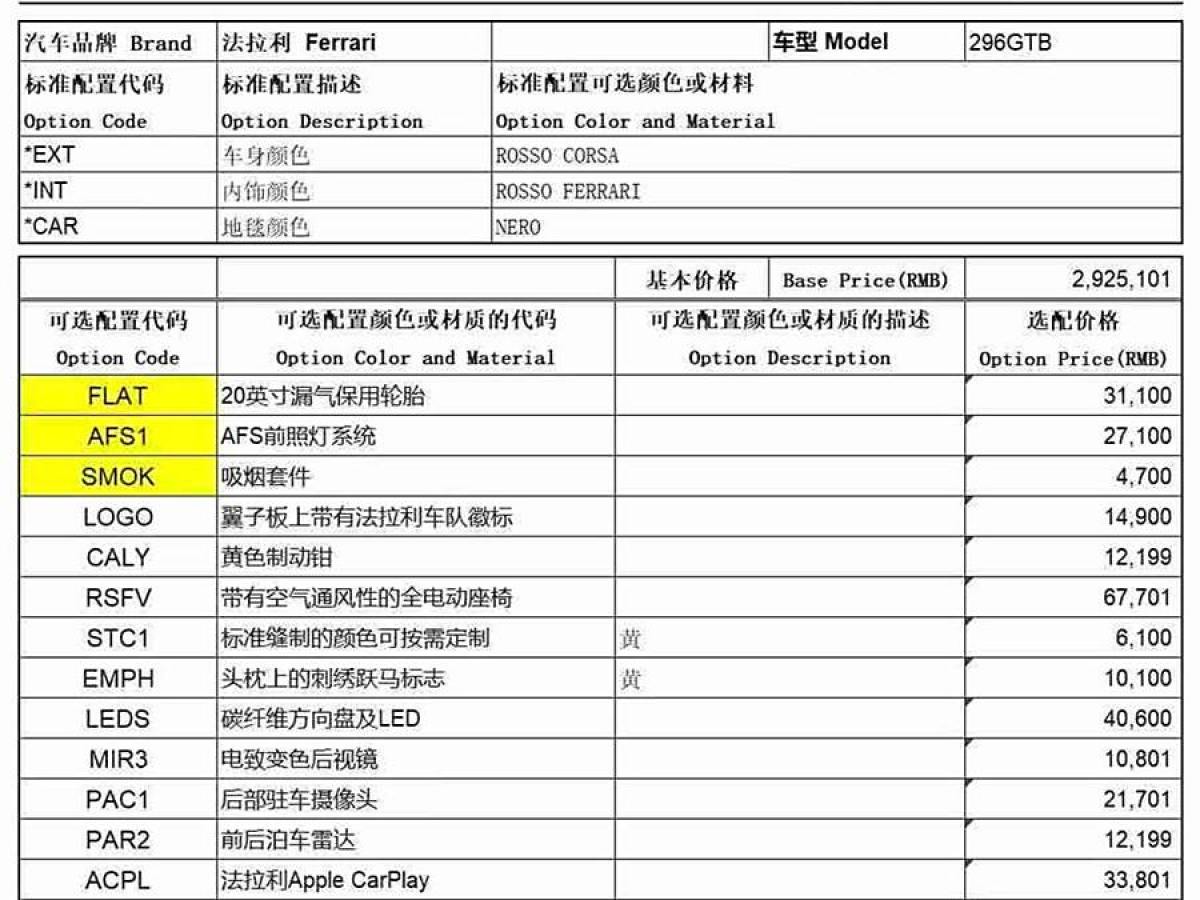 2024年3月法拉利 法拉利296 GTB  2021款 3.0T V6