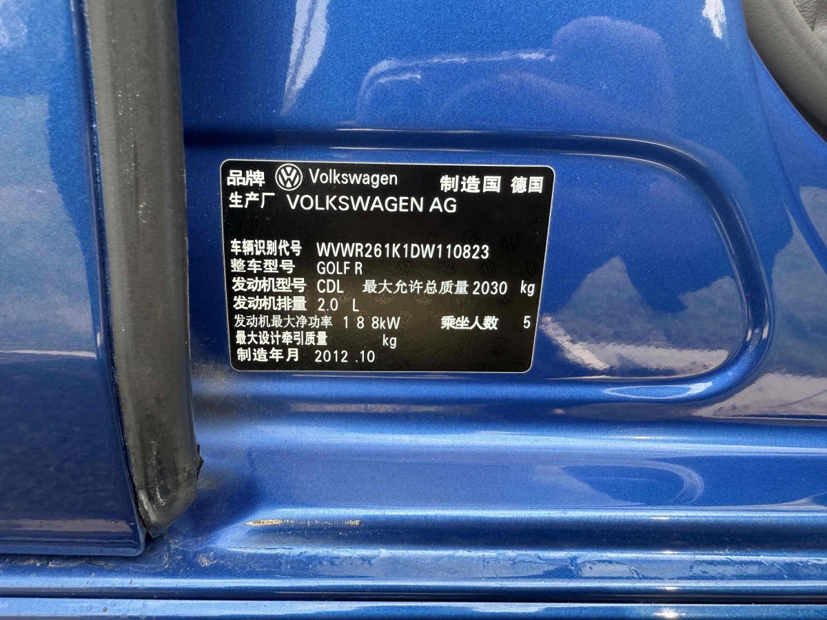 2014年1月大眾 高爾夫  2011款 2.0TSI R