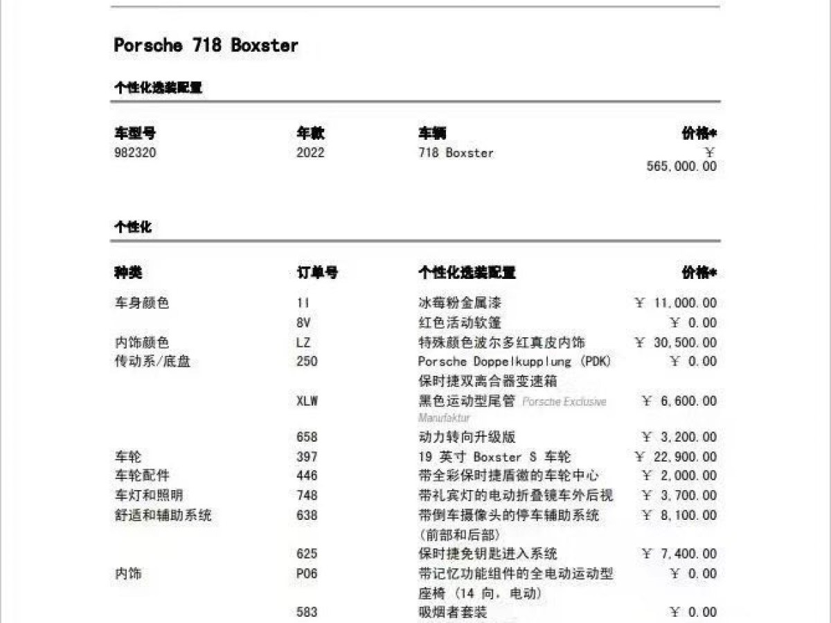 2022年6月保時捷 718  2022款 Boxster 2.0T