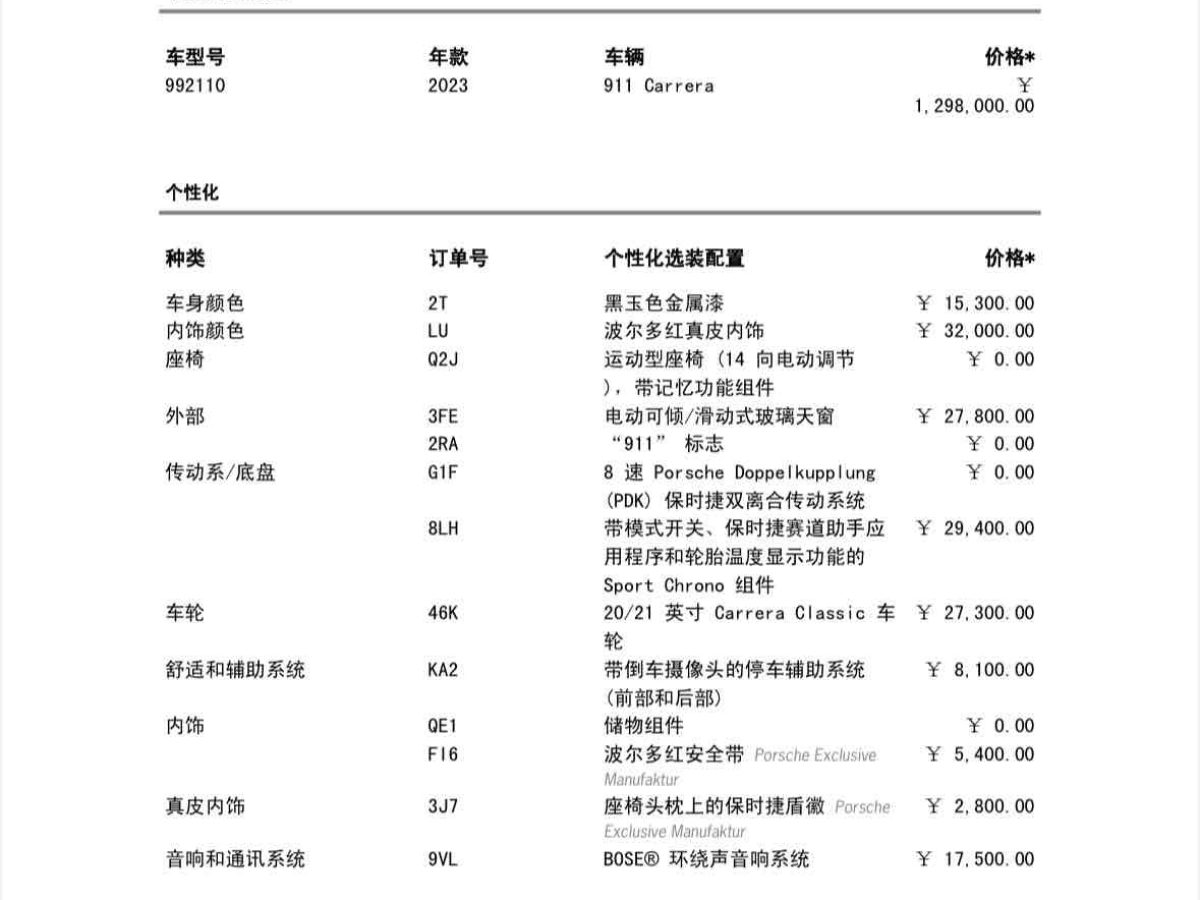 2023年5月保時(shí)捷 911 保時(shí)捷911 2023款 Carrera 3.0T