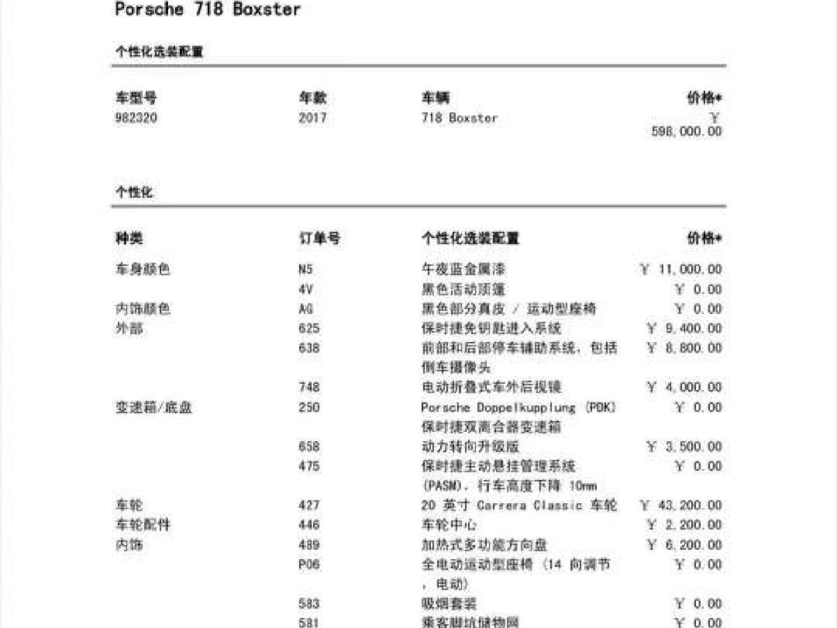 保時捷 718  2016款 Boxster 2.0T圖片