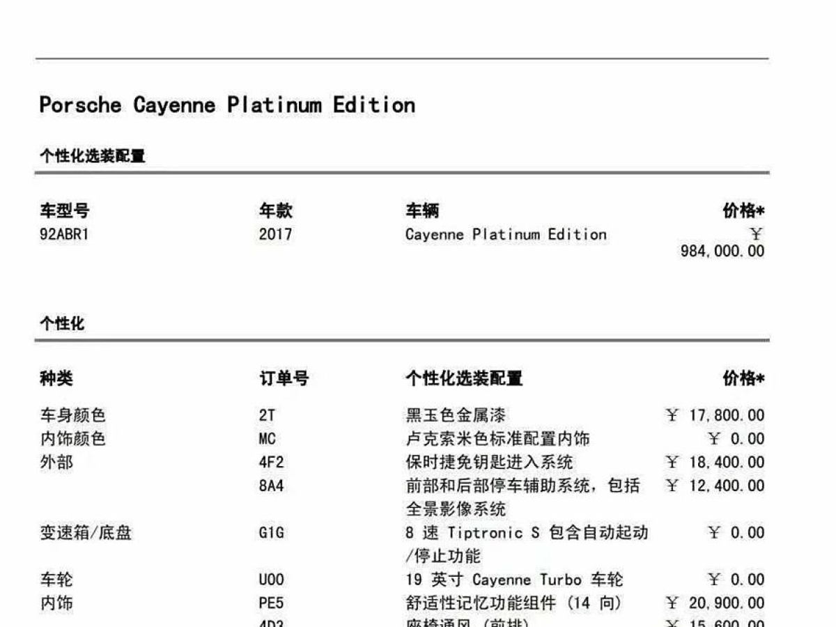 保時(shí)捷 Cayenne  2016款 Cayenne Platinum Edition 3.0T圖片