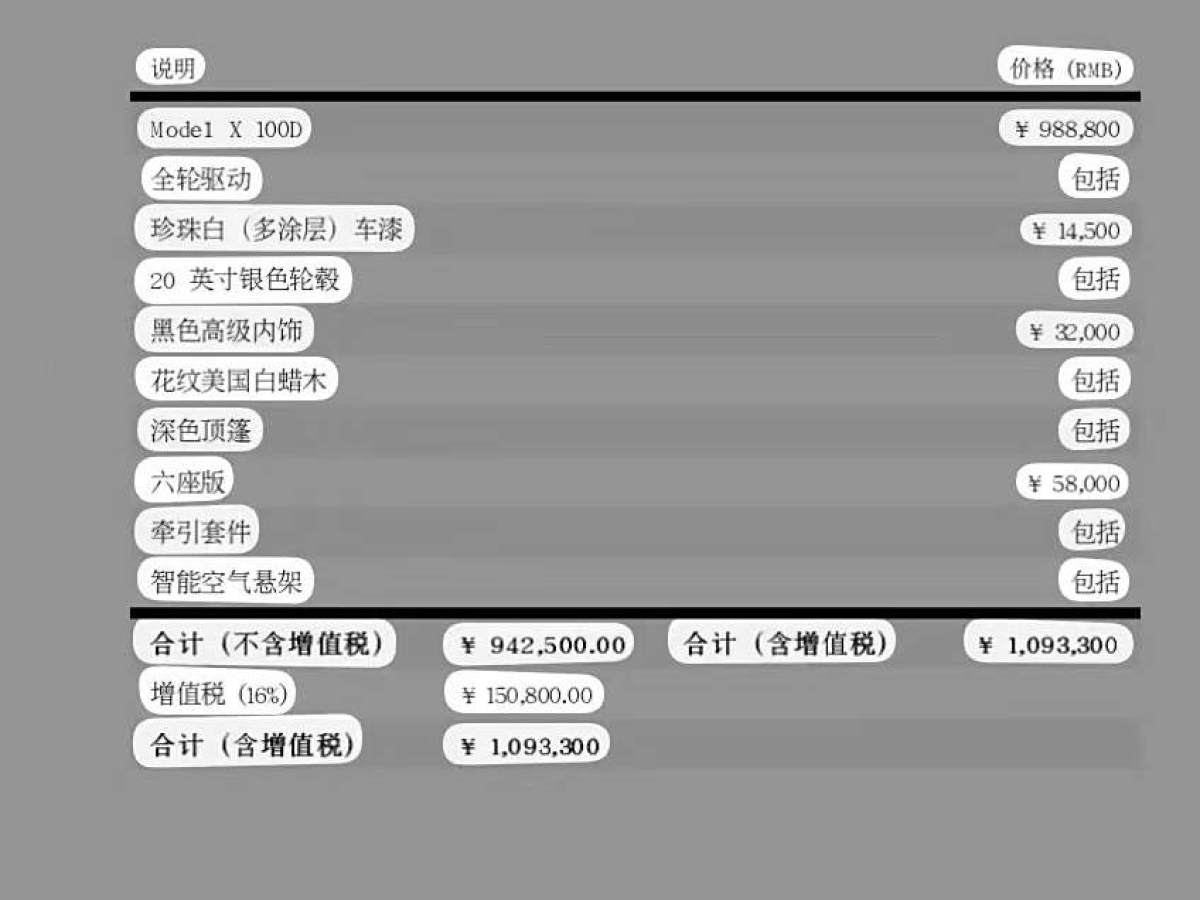 特斯拉 Model X  2017款 Model X 100D 長續(xù)航版圖片