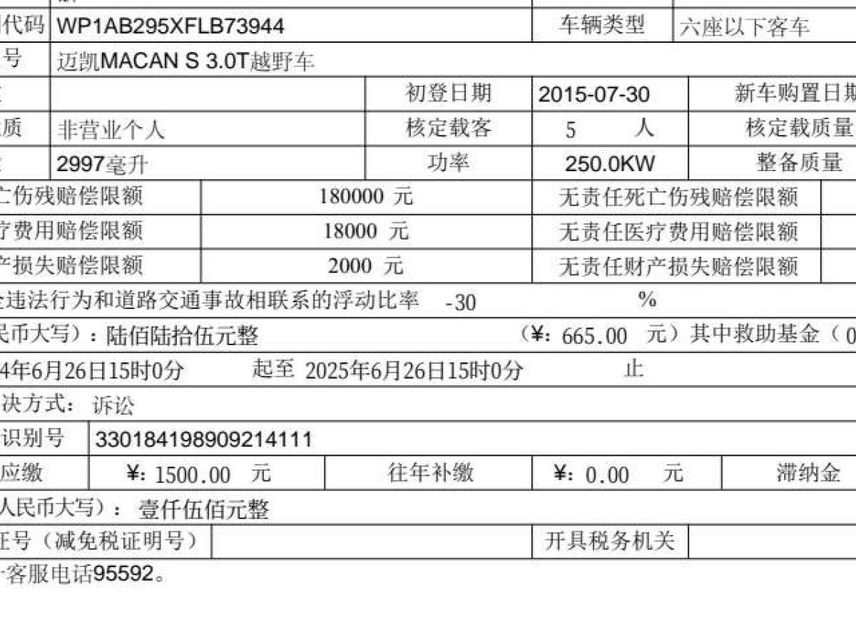 2015年07月保時捷 Macan  2014款 Macan S 3.0T