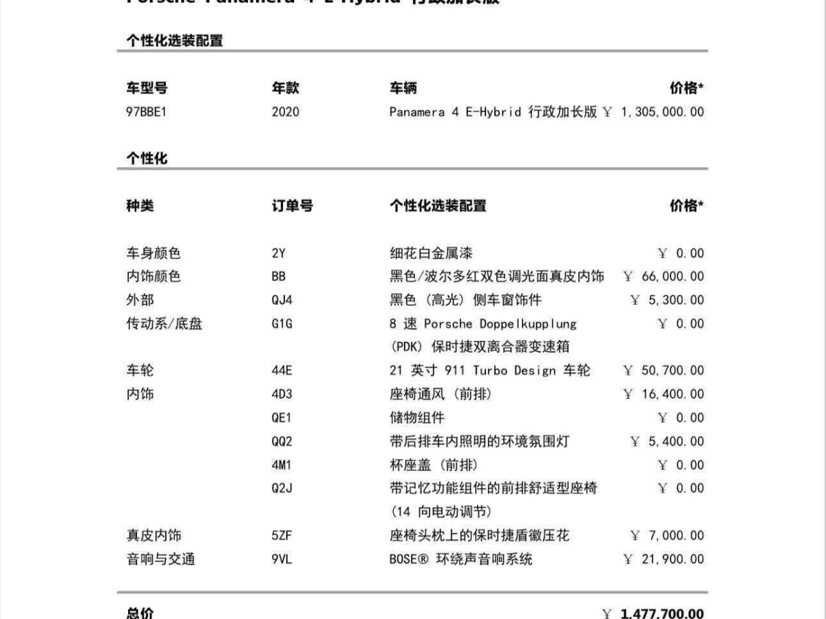 保時(shí)捷 Panamera新能源  2021款 Panamera 4 E-Hybrid 行政加長(zhǎng)版 2.9T圖片