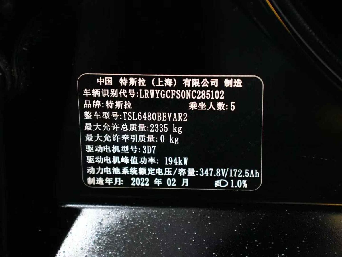 2022年3月特斯拉 Model 3  2022款 Performance高性能全輪驅(qū)動版